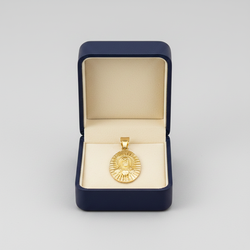 14K Yellow Gold Oval Double Sided Religious Pendant