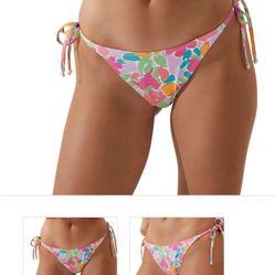 Cotton on Women's Printed Tie Side Bikini Bottoms - Celeste Floral/white, XL