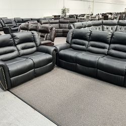 New Reclining Couch / Love Seat.  Black Leather.  Free Delivery!