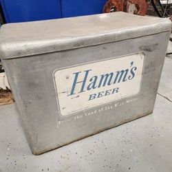 Vintage Hamm's Beer Aluminum Ice Chest Cooler Mancave Old Tailgating