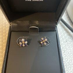 Diamond And Sephire Earing On 14k Gold With Proof Of Purchase 