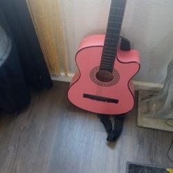 Pink Acoustic Guitar 