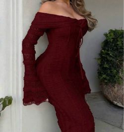 Red Burgundy Maxi off the shoulder dress size Medium