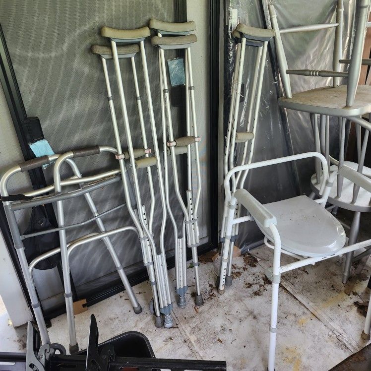 $15 Crutches $15 Walker $15 Raised Commode $40 Rollator