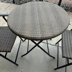 28 Inch Round Brown Wicker Bistro Table Set New 