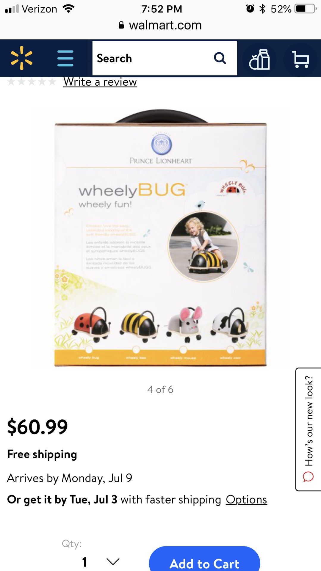 Wheely bug ladybug toy baby kids