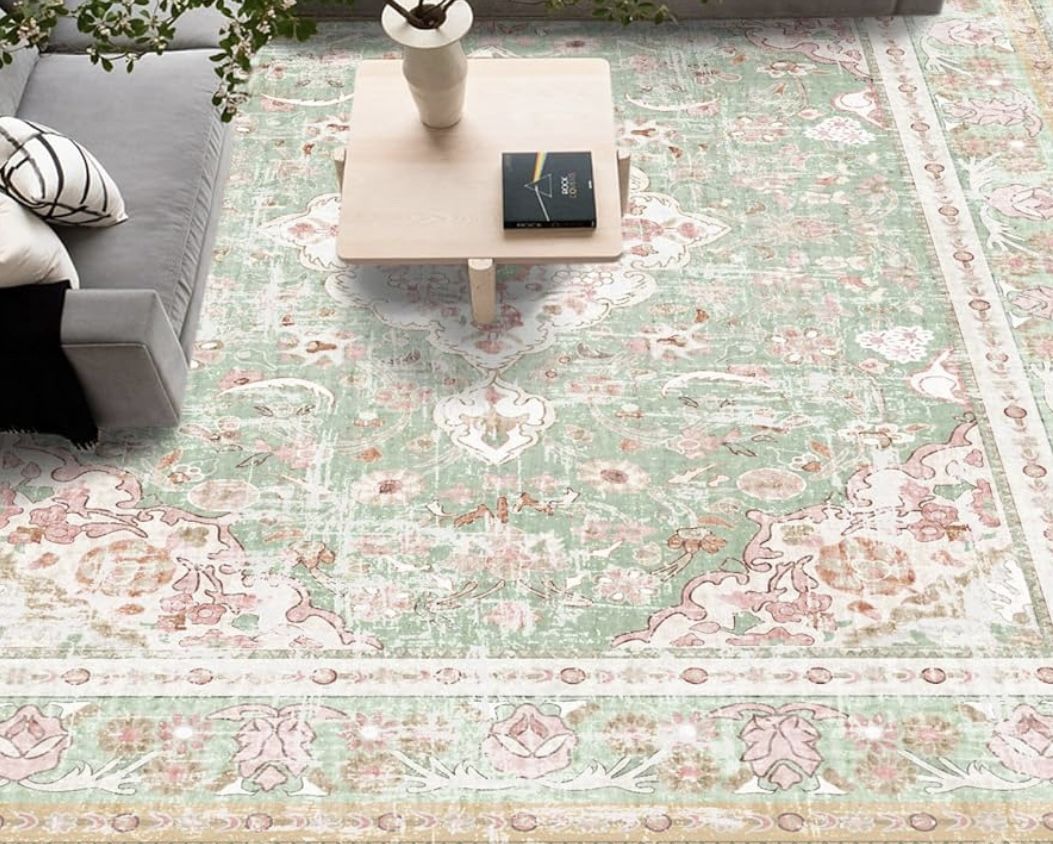 8x10 Washable Area Rug Carpet Green Brand New