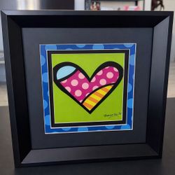 🎨 Romero Britto Signed Heart Pop Art – Framed & Ready to Hang