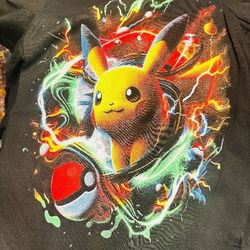 Pikachu Pokemon T-shirt Glows Under Black Light