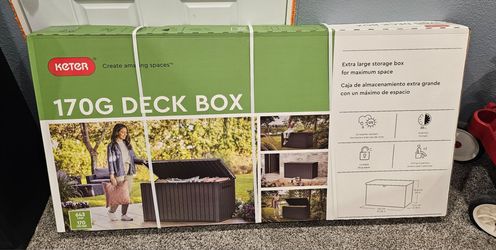 Keter 170 Gal. Resin Deck Box Extra Large Indoor/Outdoor Storage - Graphite