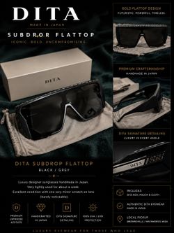 DITA Subdrop Flattop Sunglasses Black/Grey – Authentic