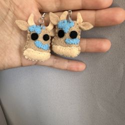 Hand Made Cute Cow Earrings 
