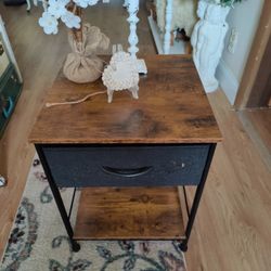 Kitstorack Night Stand / Bedside Table End Table/ Wood Rustic Brown