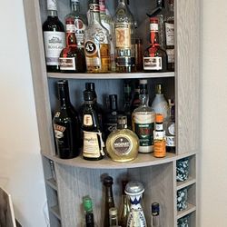 Corner Bar Cabinet / Storage Shelf – Modern Wood Finish – $125 OBO