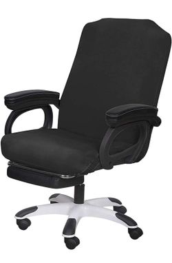 SARAFLORA Office Chair Cover- Large, Black- Removable Computer Cover for with Zipper Universal Rotating Desk High Back Seat Washable Protector Pets