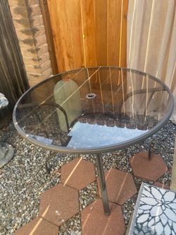 Round Glass Top Outdoor Patio Table
