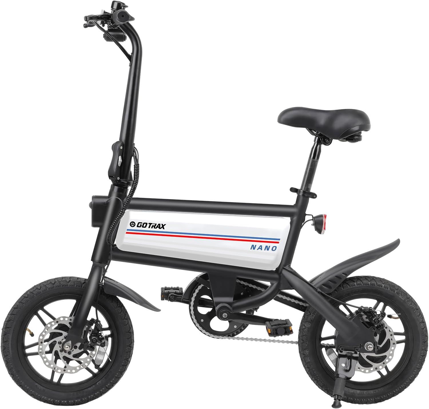 Gotrax Nano 14" Electric Bike, Max Range 25Miles(Pedal-Assist)&Max Speed 15.5Mph, 350W Folding E-Bike with Removable Battery, Adjustable Seat & Dual M