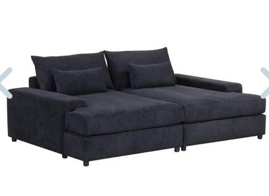 Jaylee Black Fabric 88” Wide Oversized Sleeper Sofa