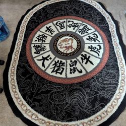 Asian Zodiac Oval Area Rug
