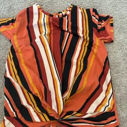 Striped Front Knot Top And Other Tops (Size Medium)