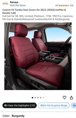 Ranaya Custom Fit Toyota Tundra Seat Covers Burgundy