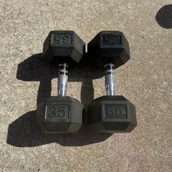 GOLDS GYM Rubber 35Lb  Hex Dumbbells pair $75  
