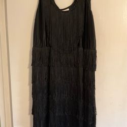Black Fringe Flapper Dress