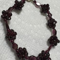 Vintage Real Natural Garnet Beads Bracelet 