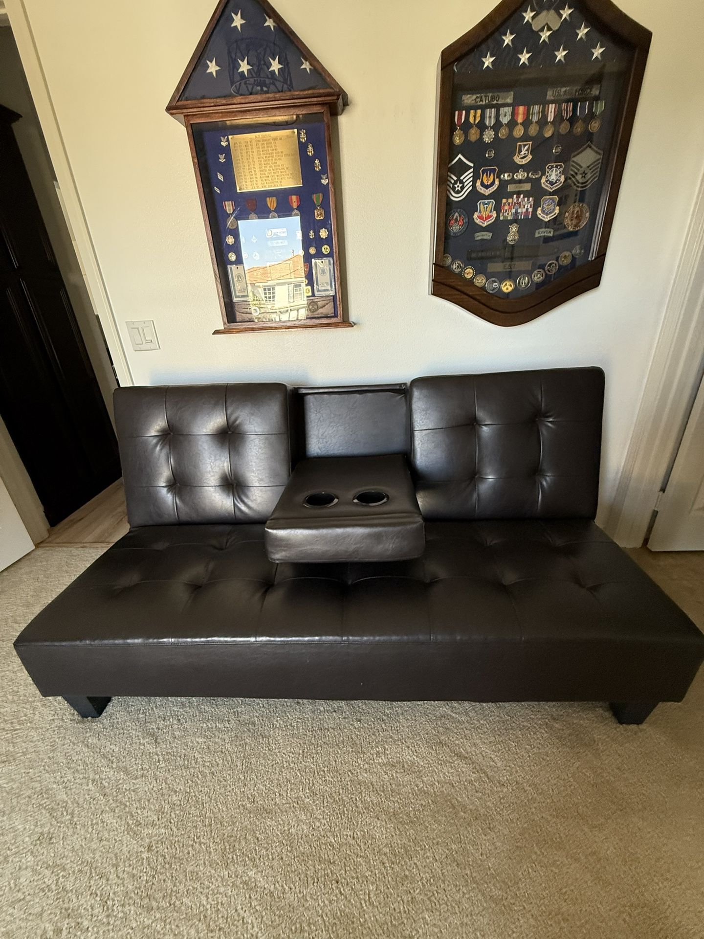 ποΈ Convertible Futon Sofa Bed with Cup Holders β $120 (Corona)