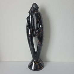 Rare Vintage Haeger Black and Gold Lovers Sculpture Pottery Ceramic