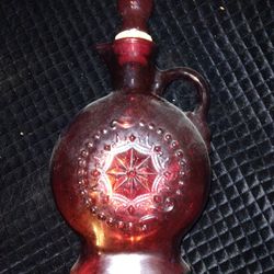 Chinese Ruby Red Genie Bottle With Cork Plug Top Off 