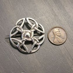 Medium Vintage Sterling Silver Hallmarked Celtic Brooch