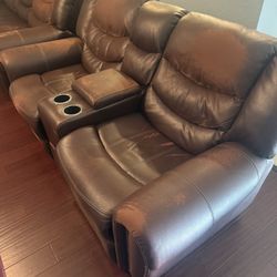 Brown Reclining Leather Couches 