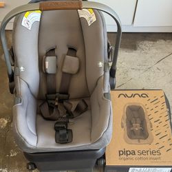 Nuna PIPA Infant Car Seat + Base + Organic Cotton Insert – Great Condition