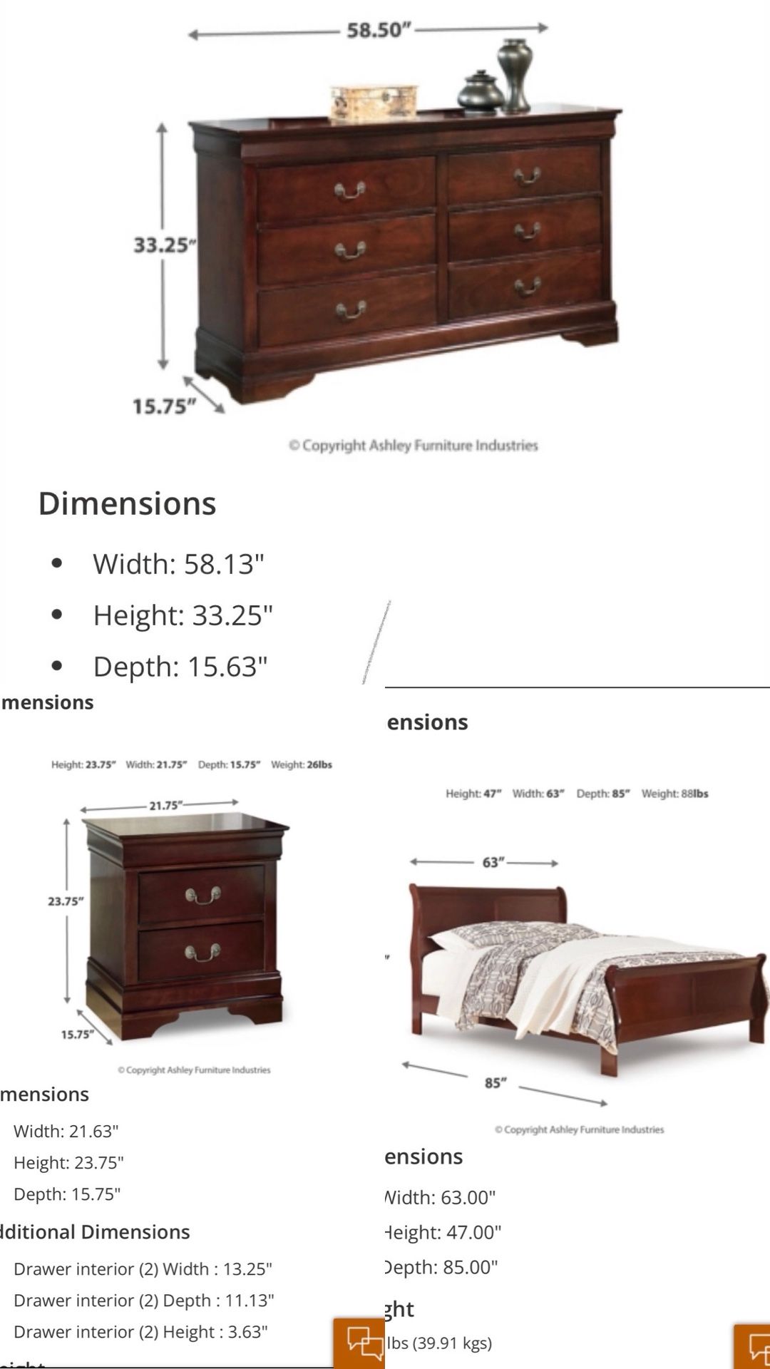 NEW all wood high quality Ashley furniture bedroom set