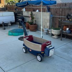 Little Tikes Deluxe Ride And Relax Wagon w/ Umbrella