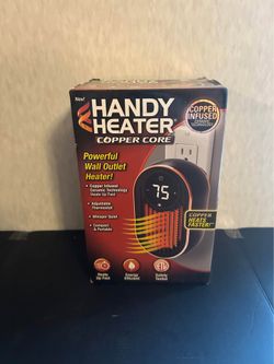 Handy Heater Copper Core Wall Outlet Heater Ceramic Adjustable Thermostat