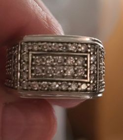 10k White Gold Men's Size 11 Vintage Diamond Ring Lots Of Sparkle And Lots Of Diamonds On Both Sides,almost An Inch Wide Was $1000 Now Marked Down