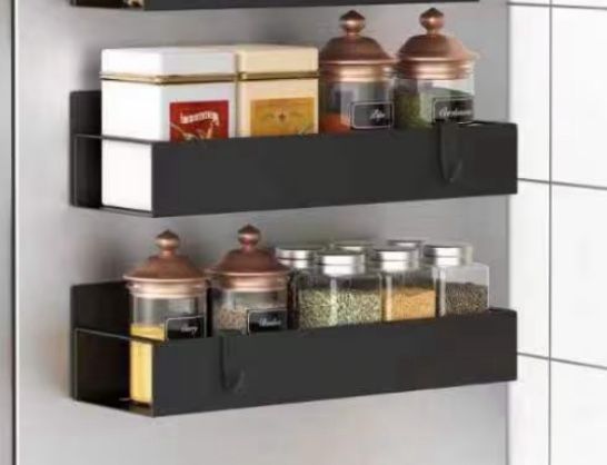 NEW- Metal 2 Pack black Magnetic Spice or Storage Rack Organizer