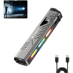 Wurkkos TD11 Tactical EDC Flashlight, 3000 Lumen Slim Flat Flashlight, USB-C Rechargeable Flashlight with OLED Display, Dual Tactical Buttons, Spotlig