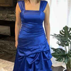 Royal Blue Silk Bridesmaid Prom Dress