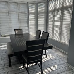 Modern Black Wood Dining Table Set – Seats 6