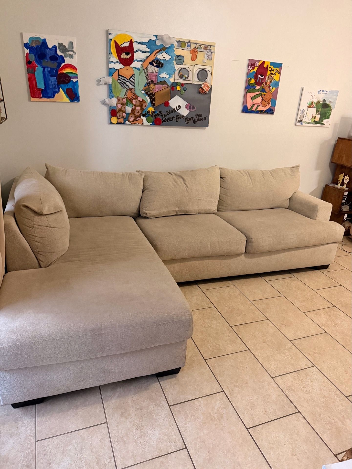 2 piece L sectional couch (beige)