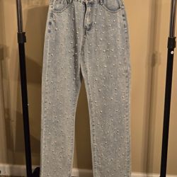 WOMEN'S PEARL LACED JEANS 