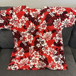 Hawaiian Print Scrub Top- Size Small