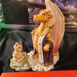 Vintage Krystonia Dragon With Baby Dragon Statue Figurine