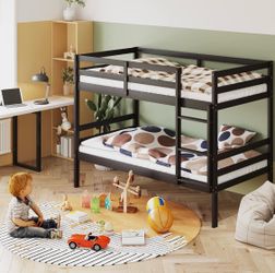 Brand New Twin Over Twin Solid Wood Bunk Bed – Still Sealed in Box