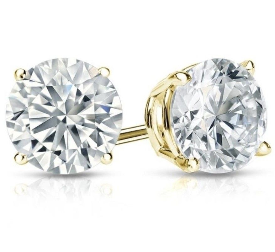3.05 Carat Diamond 14k Gold Earrings