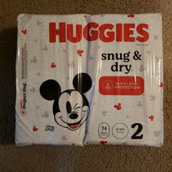 Huggies Snug & Dry Baby Diapers, Size 2 (12-18 lbs), 74 Ct