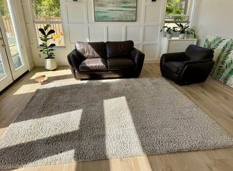 Crate & Barrel Memphis II Stone Shag Area Rug – 8’ x 10’